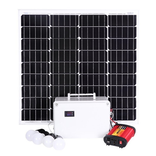 سیستم روشنایی خورشیدی 60 وات مدل SCPK-60AC ظرفیت 340 وات ساعت